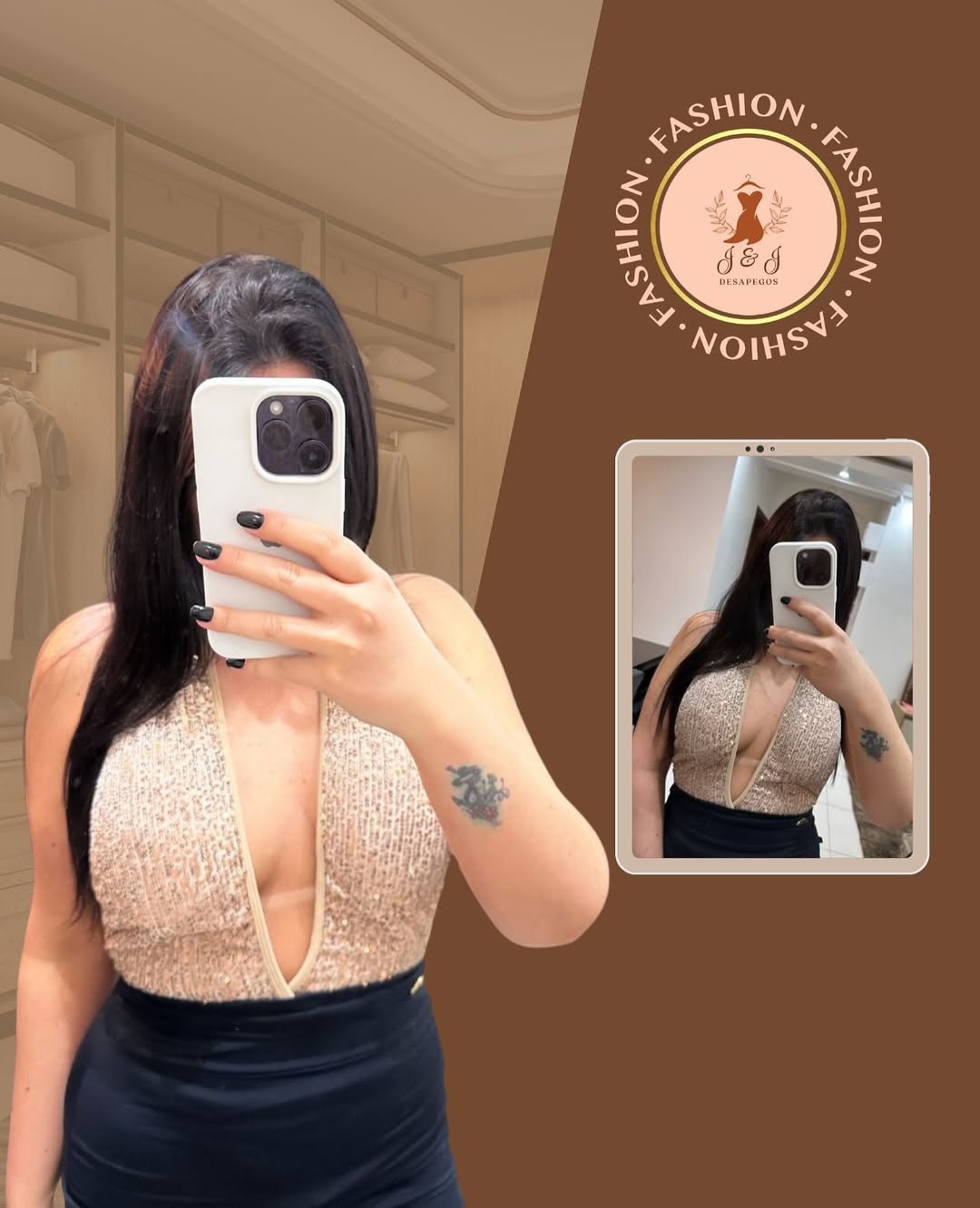  Brilho e poder no look! Body Fábrica de Santas Tamanho M Todo trabalhado no paetê e com decote
