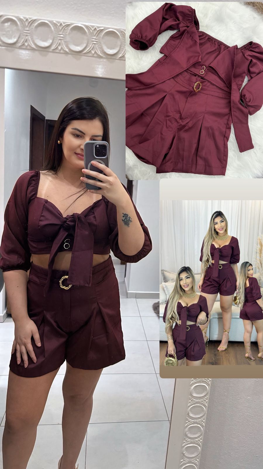 CONJUNTO ALFAIATARIA VINHO - TAMANHO G R$129,90 CONJUNTO ALFAIATARIA VINHO - TAMANHO G