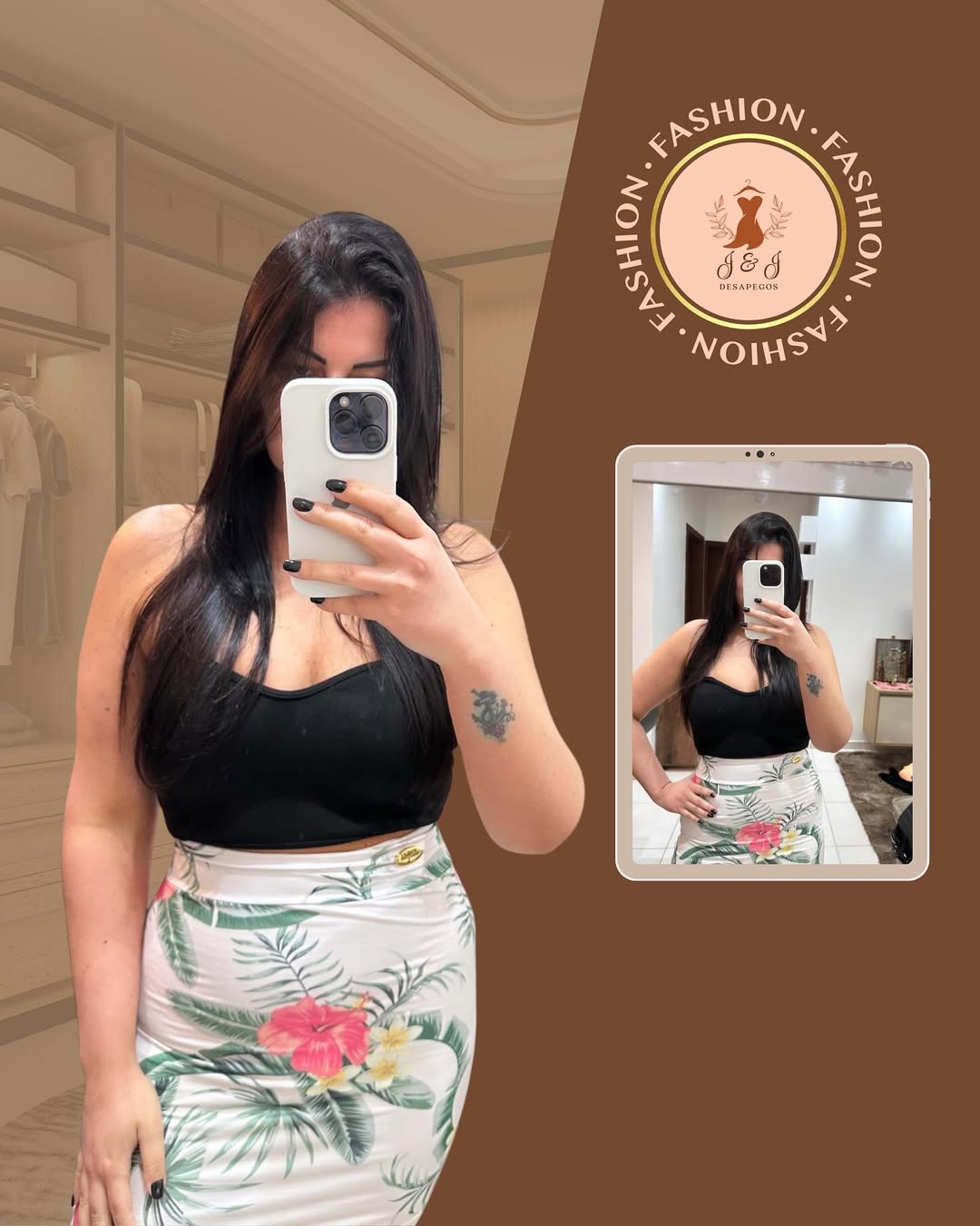 Pronta pra arrasar no look. Essa saia estampada M tá um charme só! 