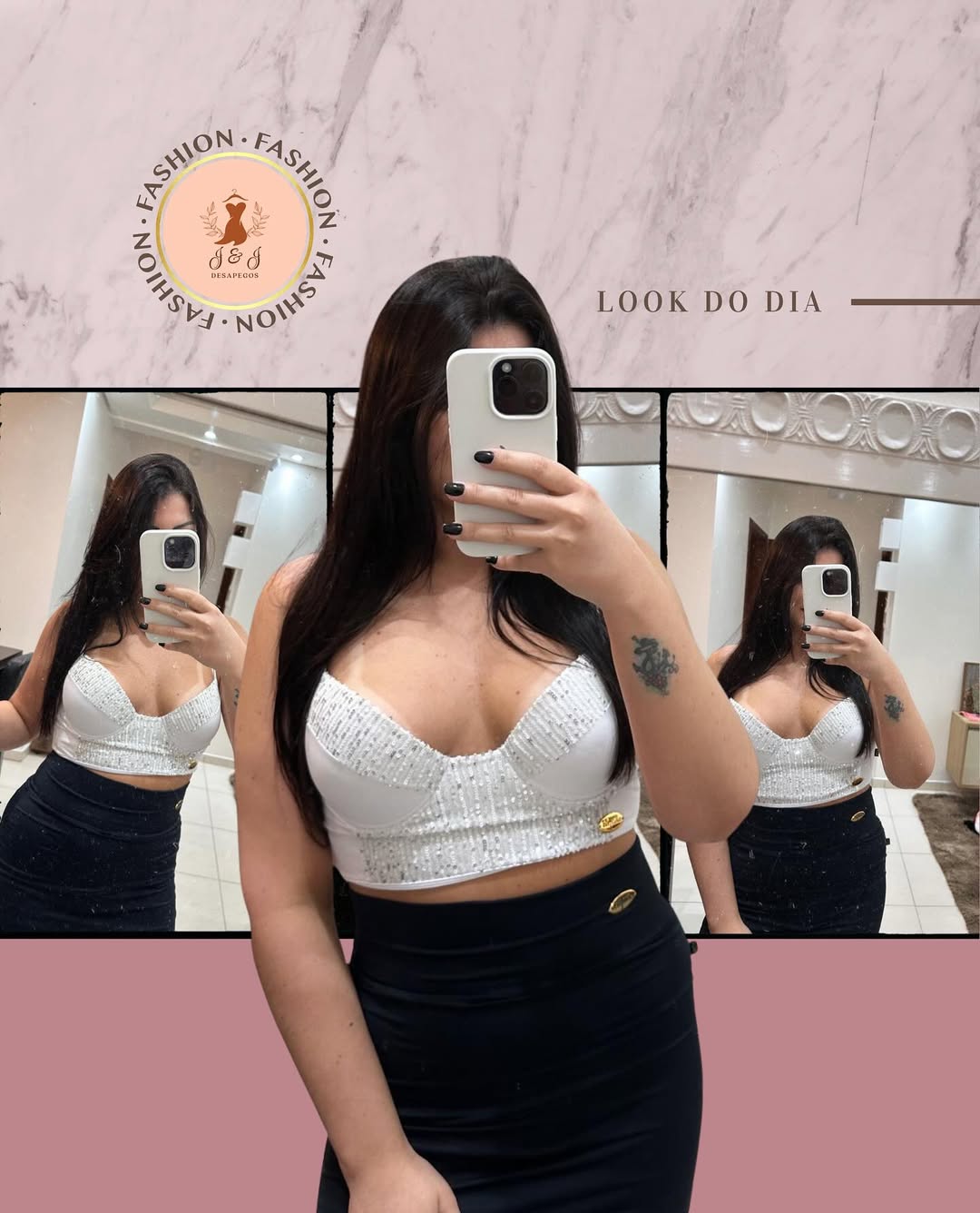 Cropped MARAVILHOSO da Fábrica de Santas. Tamanho G.  Com detalhes que brilham muito.