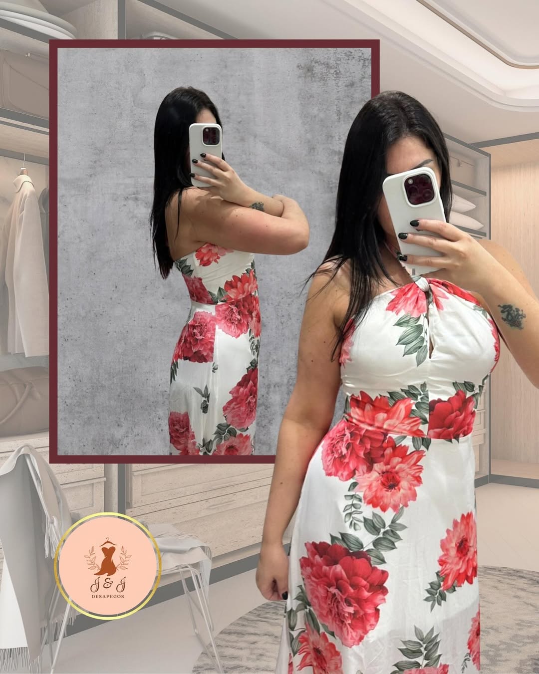 Vestido longo floral tamanho M. Um charme de peça! Fundo branco com estampa de flores.
