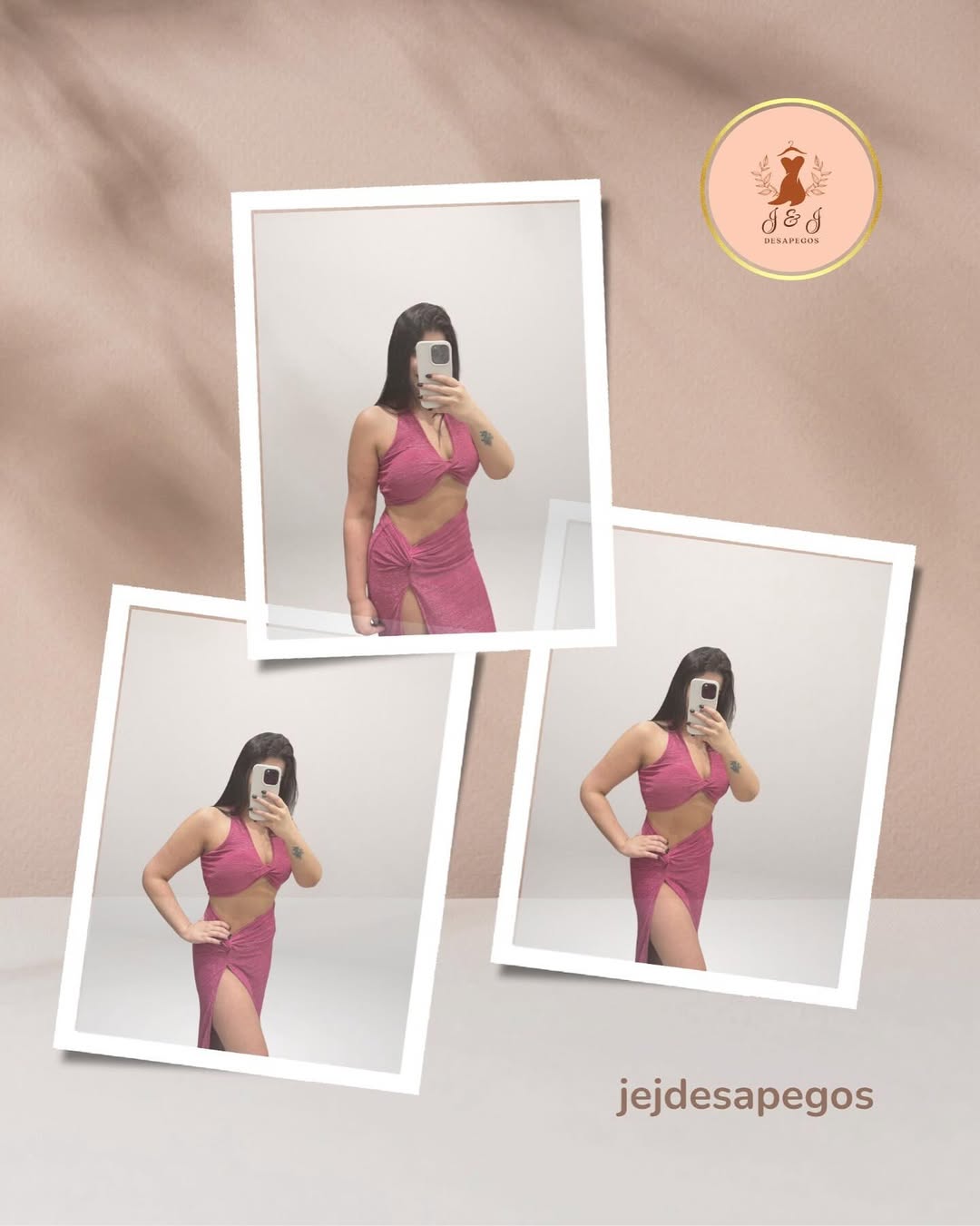 Conjunto pink que fala por si. Fenda + brilho = poder garantido. Tamanho G.
